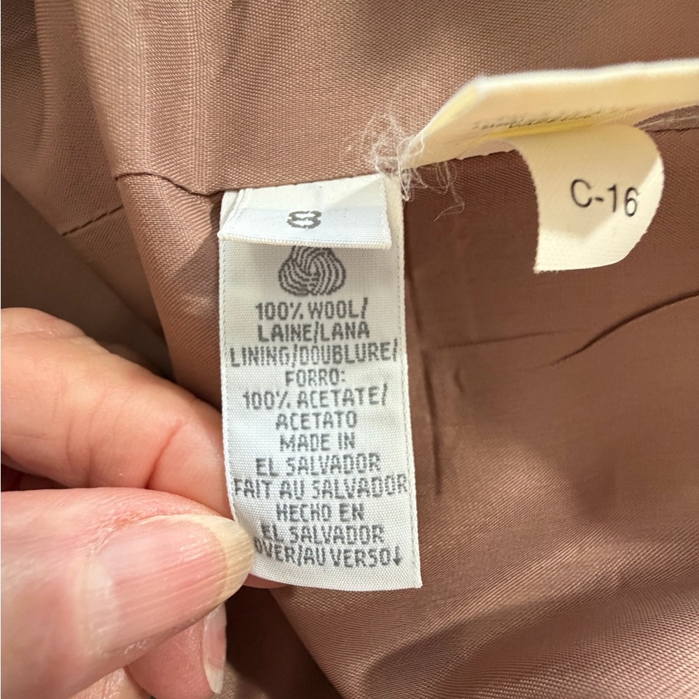 Liz Claiborne Blazer Wool double breasted beige gray plaid size 8 - Picture 15 of 16